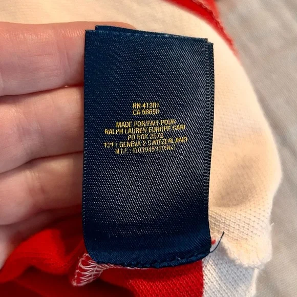 Ralph Lauren Boys Red and White Polo with Chambray Collar Sz L 14/16 - Picture 8 of 9